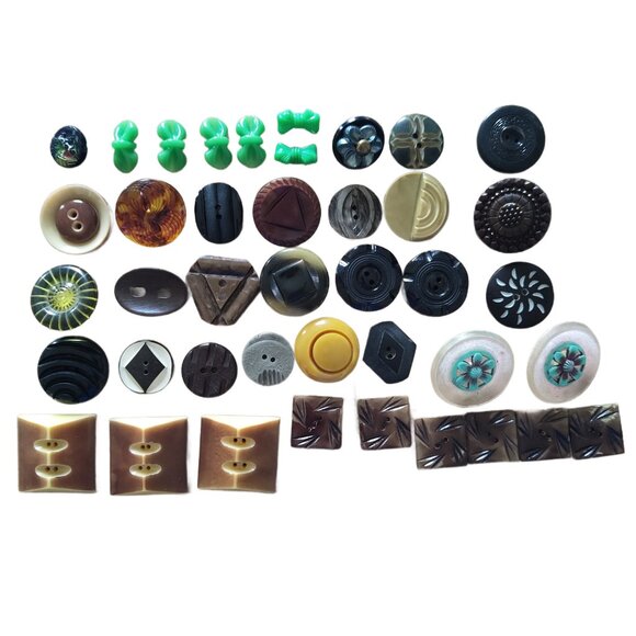 Other - Lot Of 41 Vintage Buttons Bakelite & Celluloid